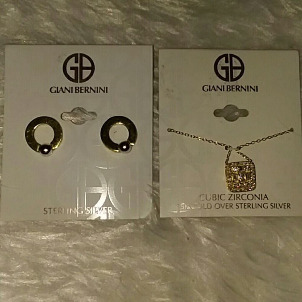 NWT GIANI BERNINI CZ 18K Gold Over Sterling Silver